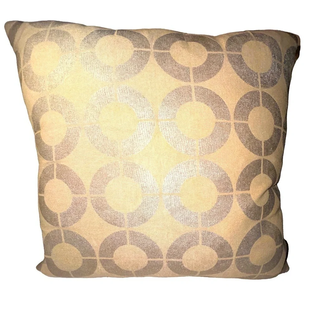Safavieh Silver Cream Tan Geometric Circles Accent Throw Pillows